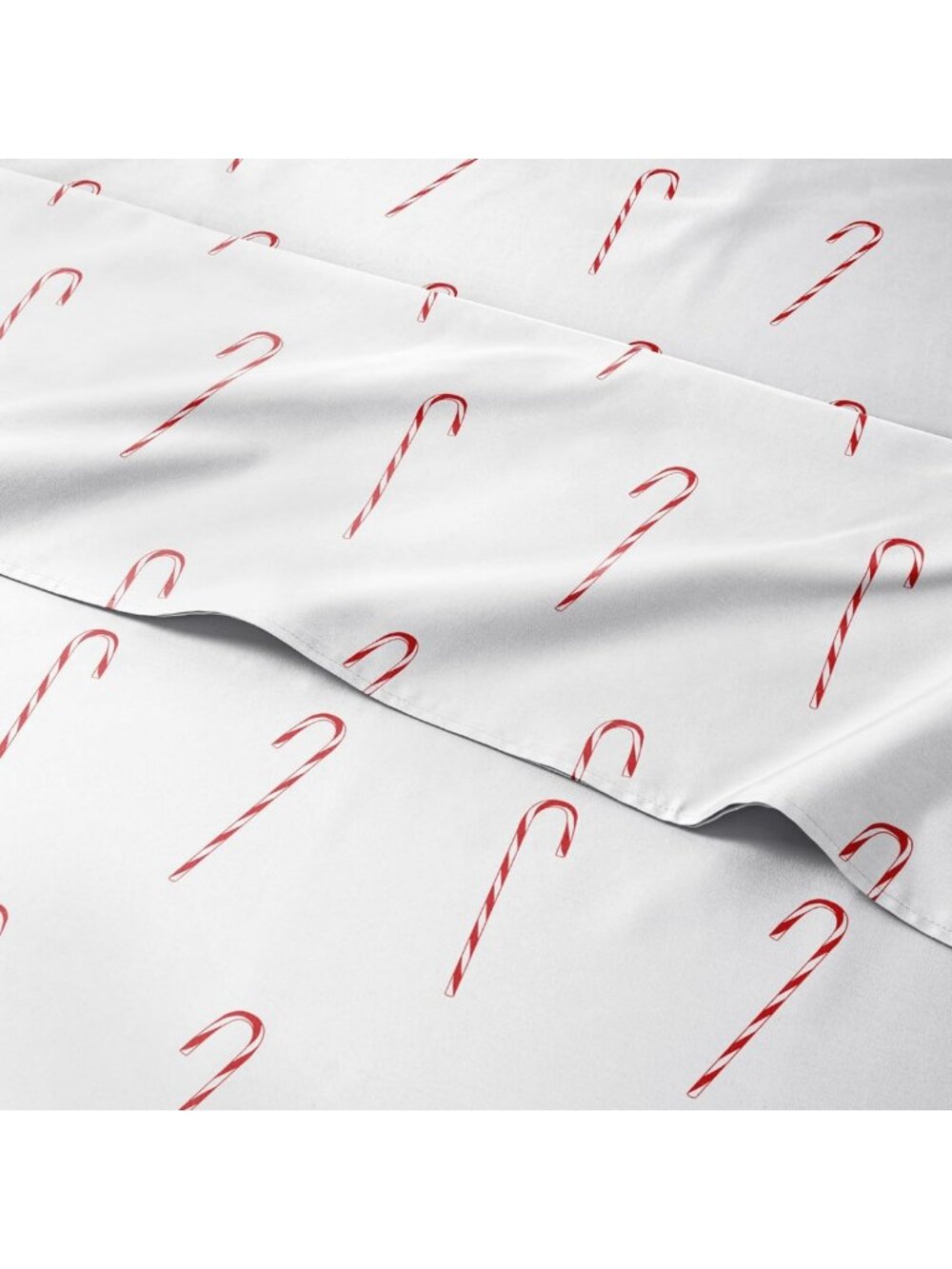 Festive Candy Cane King Size Christmas Sheet Set - Holiday Xmas Bedding Decor